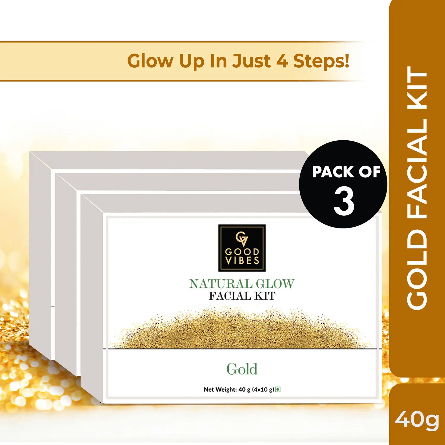 Gold Natural Glow Facial Kit (Pack of 3)