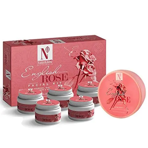 NutriGlow NATURAL'S English Rose Facial Kit (260gm) & French Clay (200gn) For Skin Tightening