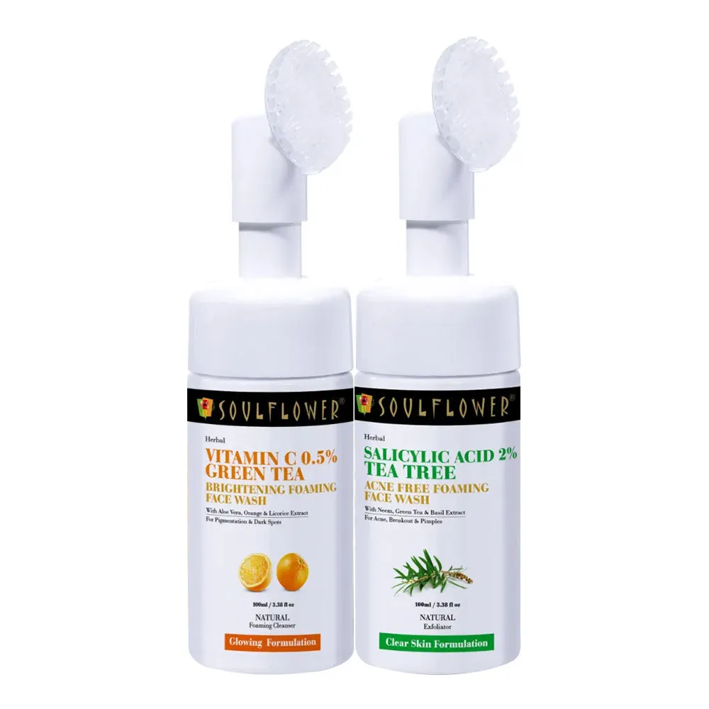 Soulflower Ayurvedic Foaming Facewash Kit (Skin Brightening & Acne Control Set)