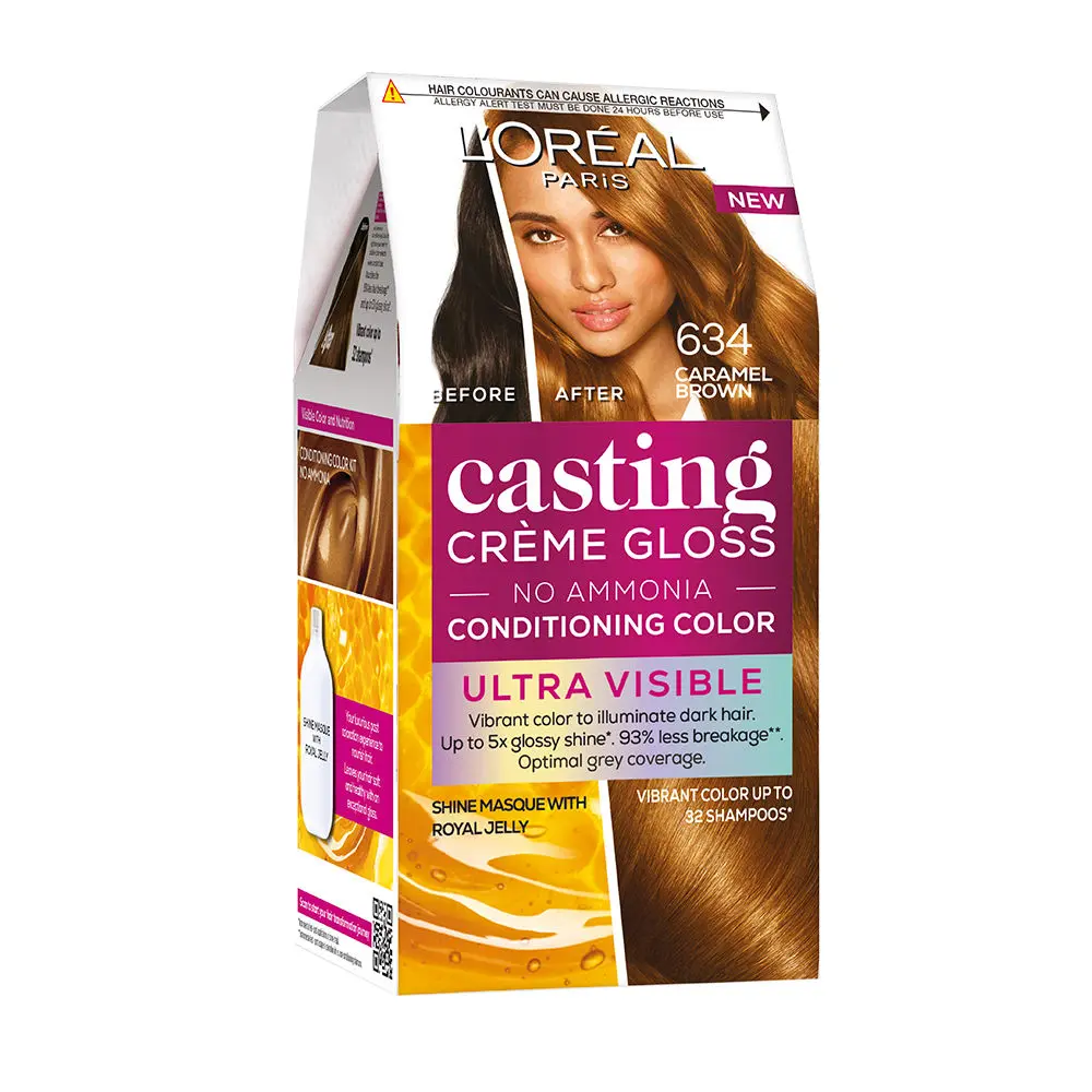 L'Oreal Paris Casting Creme Gloss Ultra Visible Conditioning Hair Colour, Shade 634 Caramel Brown, 160 g