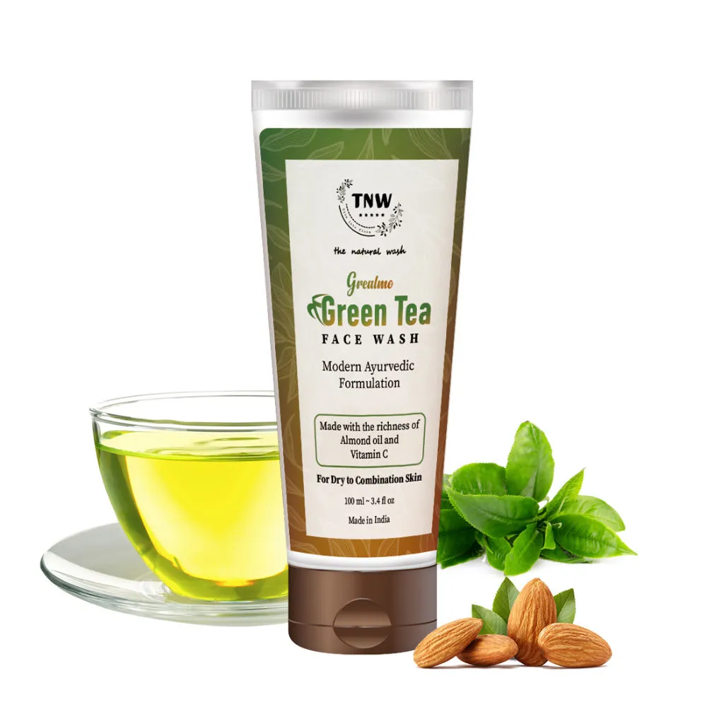 TNW The Natural Wash Green Tea Face Wash with Almond Oil for Soft Skin & Open Pores - For Dry Skin