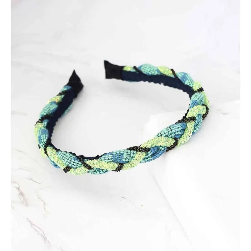 Bellofox Green & Blue Braided Hairband