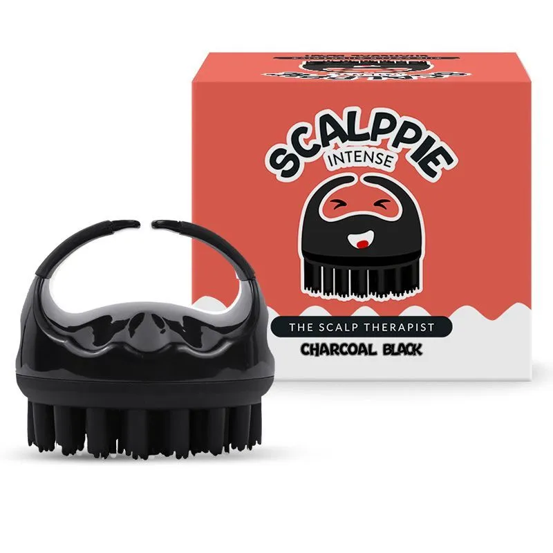 Scalppie Intense Hair Scalp Massager & Shampoo Brush - Charcoal Black - Prevents Hairfall & Dandruff