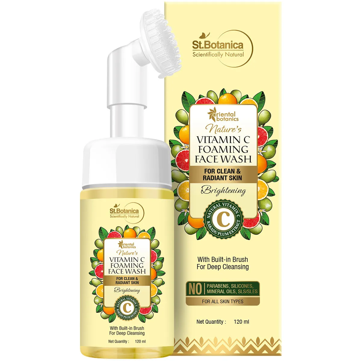 Oriental Botanics Nature's Vitamin C Foaming Face Wash With Built-in Brush