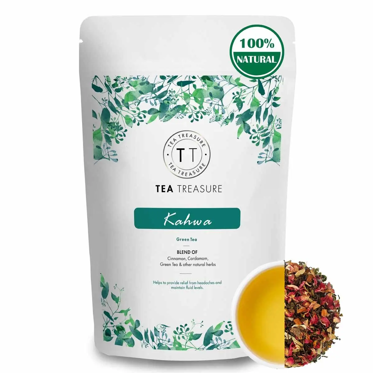 TeaTreasure - Kashmiri Kahwa Green Tea - 50 Gm - Antioxidants Rich Desi kahwa Detox Tea