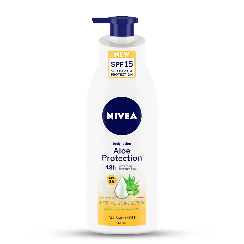 NIVEA Body Lotion, Aloe Protection SPF 15, for Daily Sun Protection