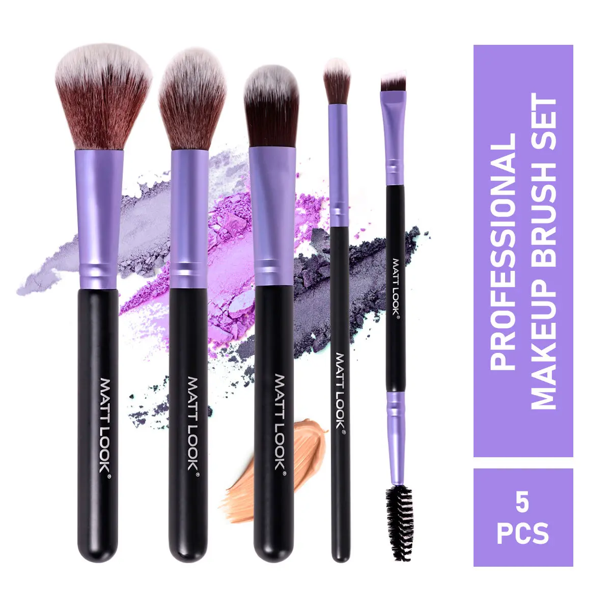 Mattlook Professional Makeup Brush 5pc Set Soft Bristles Eyeshadow ,Blusher brush , Foundation ,Powder, Eyebrow Applicator (100gm)