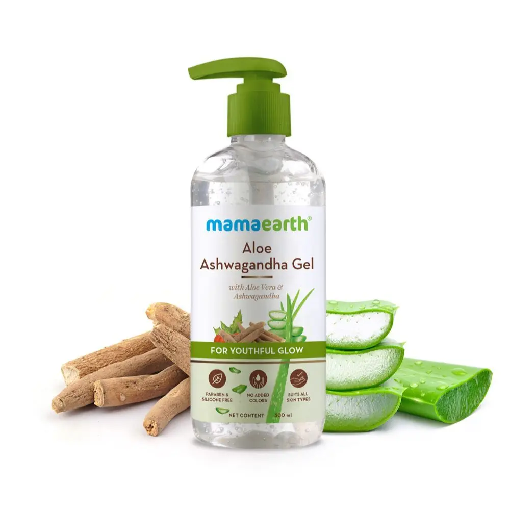 Mamaearth Aloe Ashwagandha Gel, for face, with Aloe Vera & Ashwagandha for a Youthful Glow - 300 ml