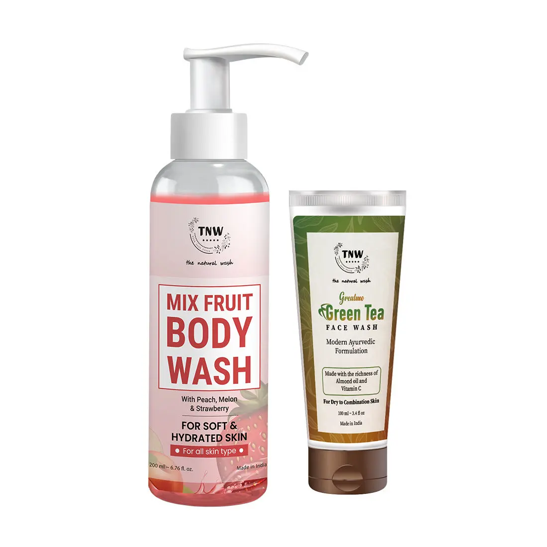 Combo of 2- Mix Fruit Body Wash 200ml + Green Tea Face Wash 100ml