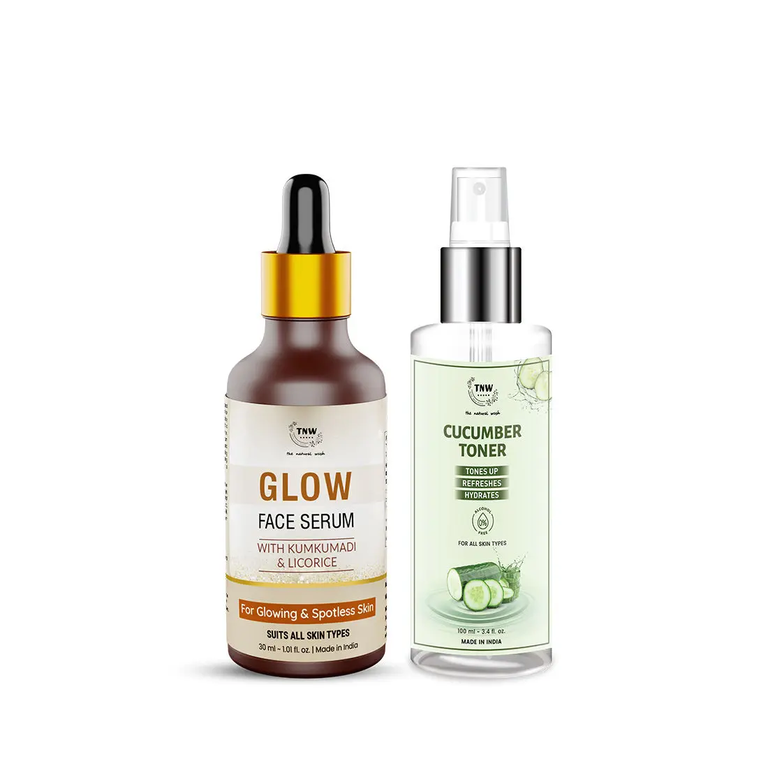 Combo of 2- Cucumber Toner 100ml & Glow Face Serum 30ml