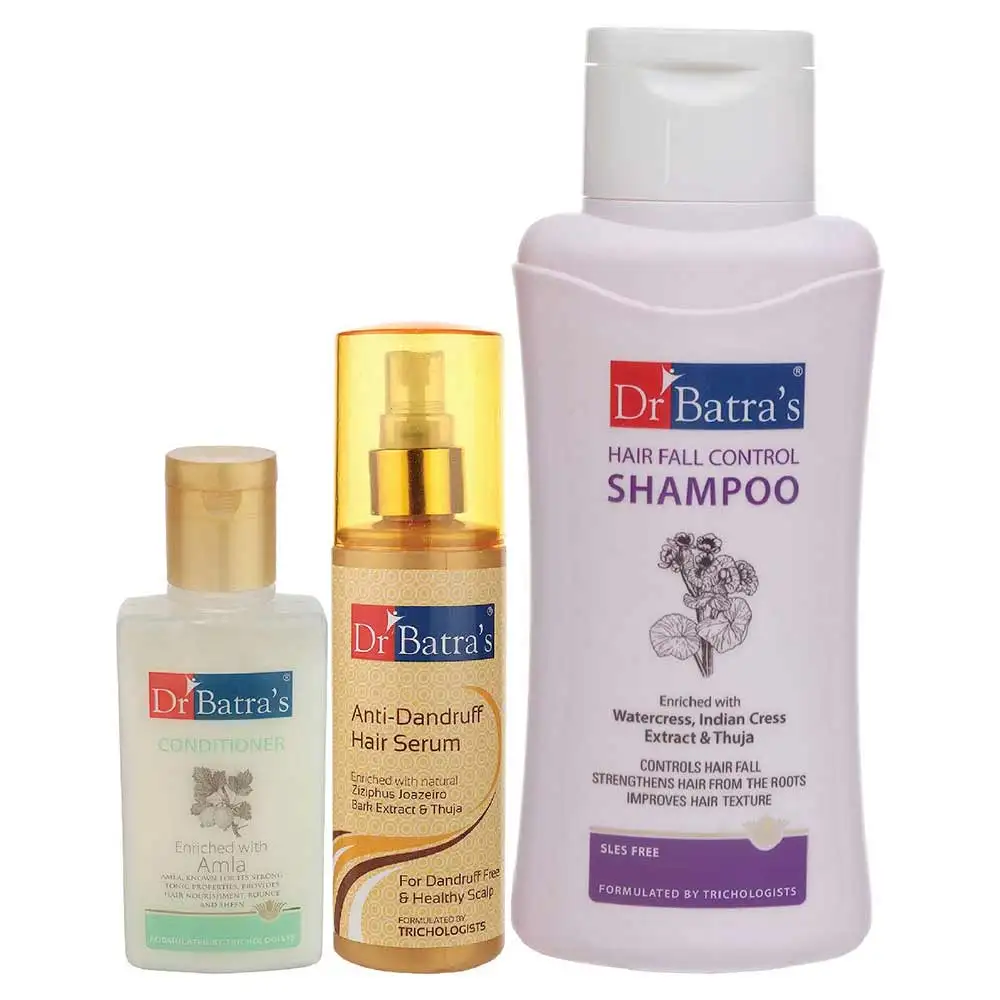 Dr Batra's Anti Dandruff Hair Serum, Conditioner - 100 ml & Hair Fall Control Shampoo - 500 ml Combo,  3 Piece(s)/Pack  Hair Care