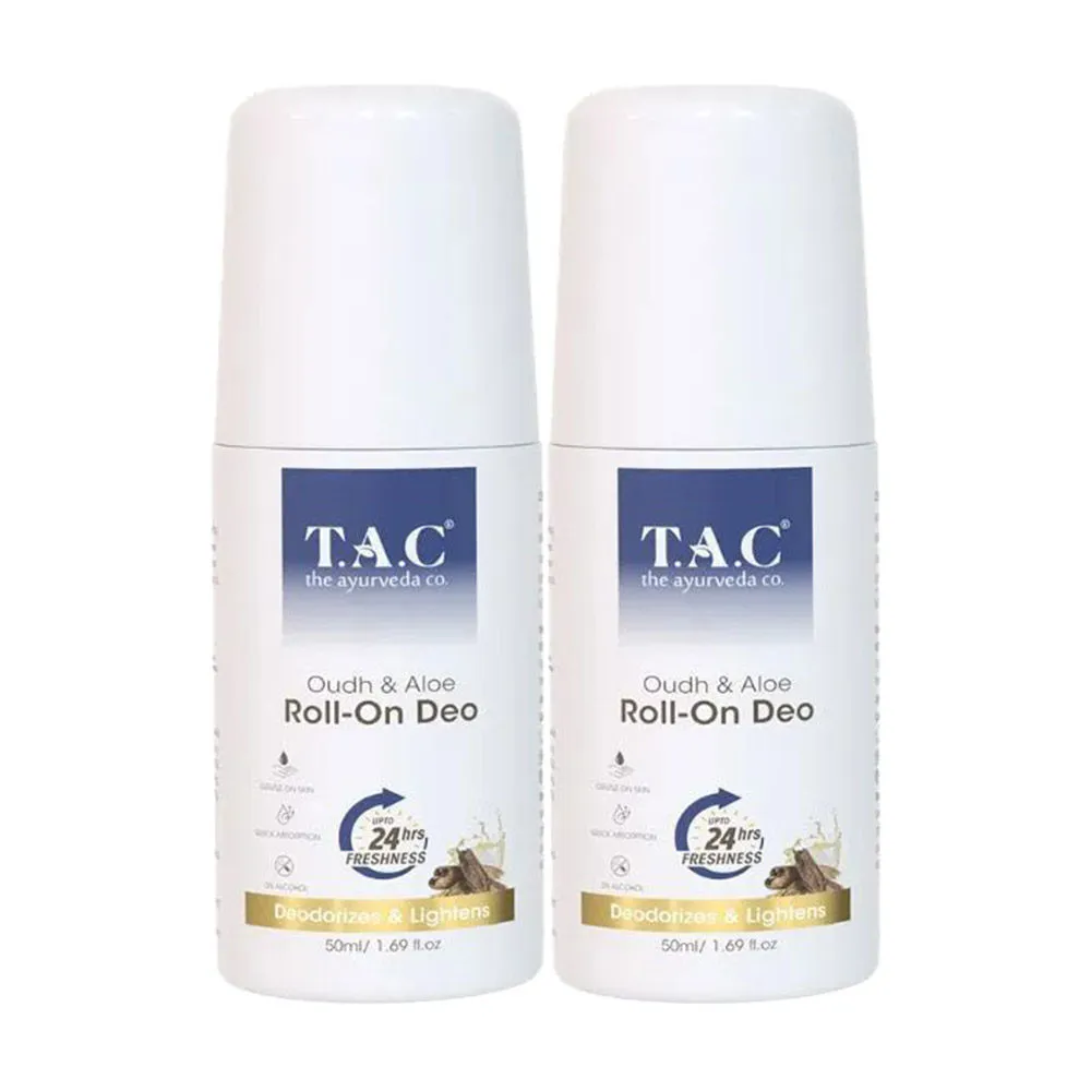 TAC - The Ayurveda Co. Oudh Roll-On With Peppermint For Men, Keep Skin Fresh - Pack Of 2