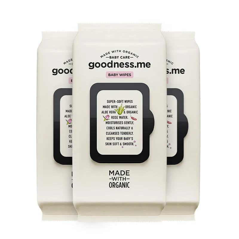 goodnessme Made With Organic Baby Wet Wipes, Pack Of 3 (216 Wipes)