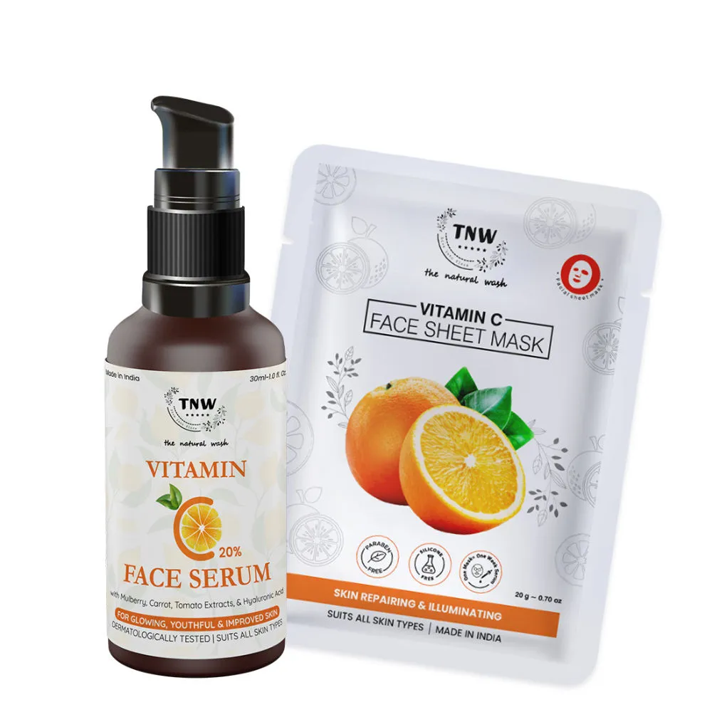 TNW The Natural Wash Vitamin C Hyaluronic Acid Face Serum + Vitamin C Face Sheet Mask