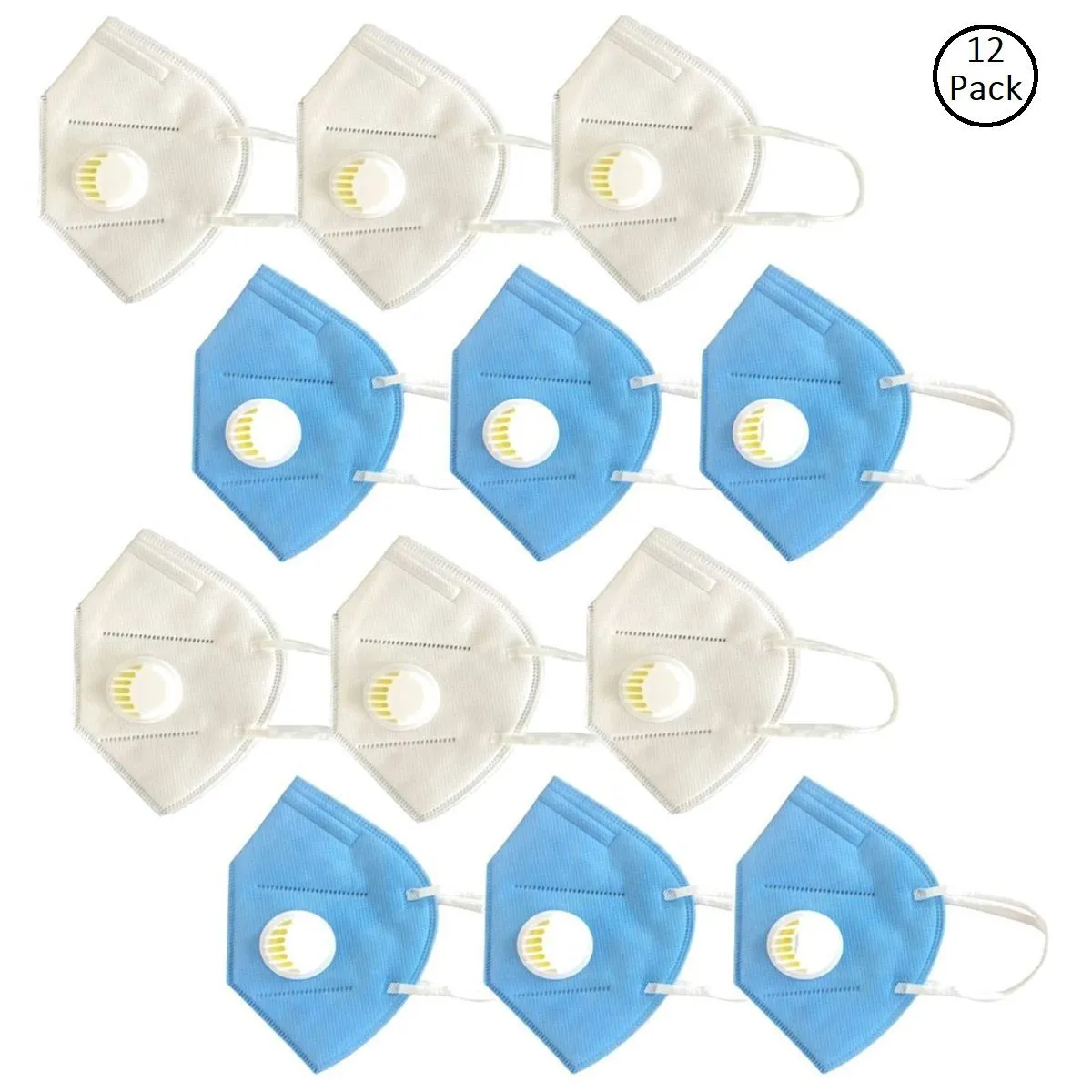 OOMPH Pack of 12 Anti-Pollution Reusable 5 Layer Mask - White Blue