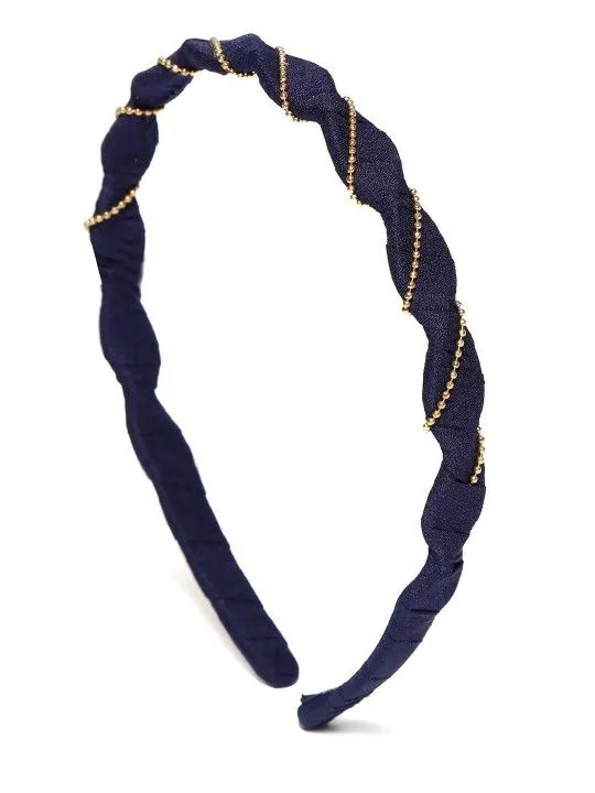 Toniq Navy Knotted & Beaded Hairband