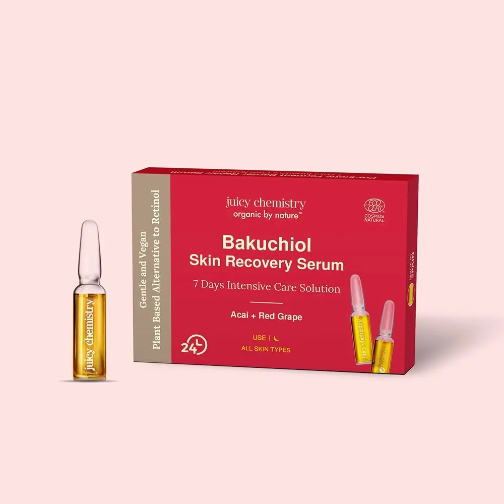 Juicy Chemistry Bakuchiol Skin Recovery Face Serum 2ml x 7 - Made with Bakuchiol and Hyaluronic Acid | Certified Natural