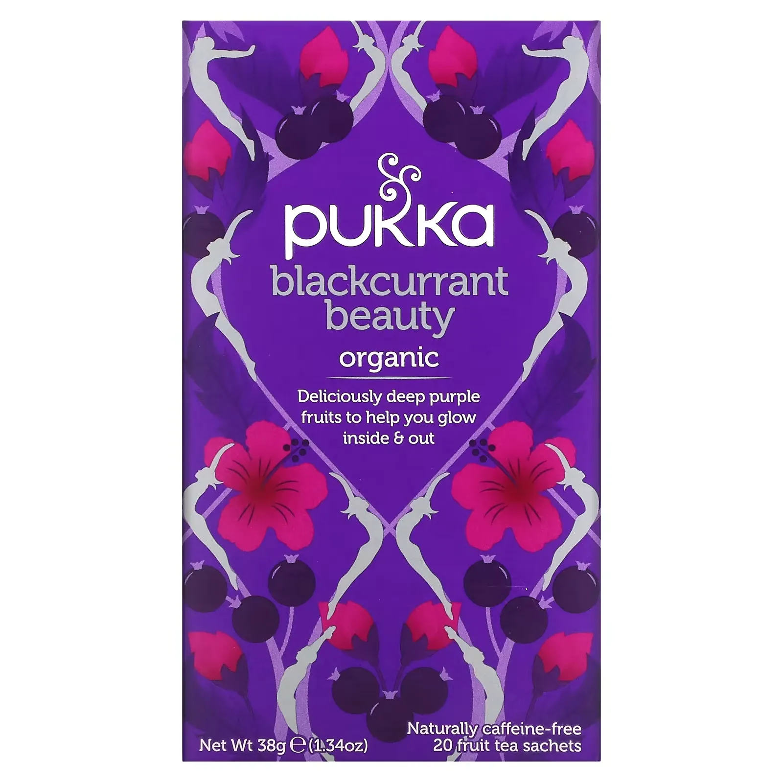 Organic Blackcurrant Beauty, Caffeine-Free, 20 Fruit Tea Sachets, 0.07 oz (1.9 g) Each