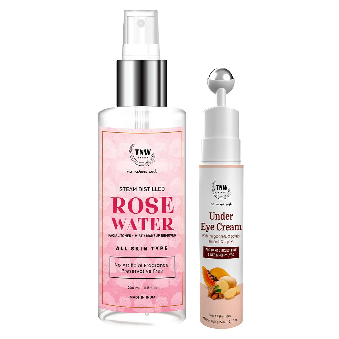 TNW The Natural Wash Under Eye Cream & Rose Waer Spray Face Toner For Face And Eye Care