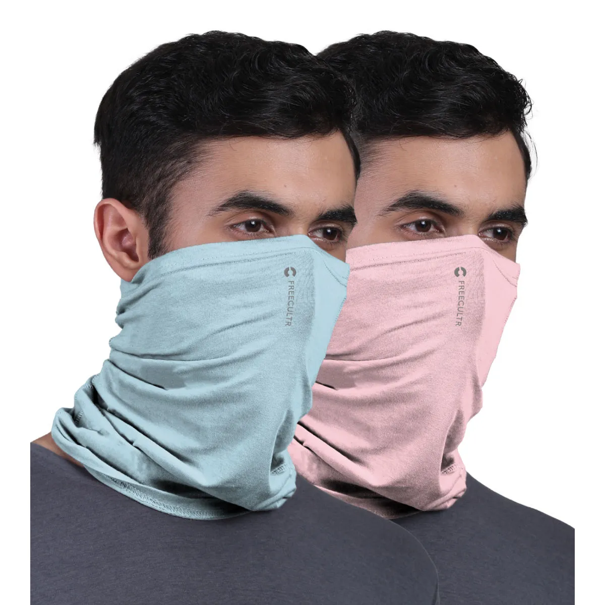 FREECULTR Unisex Plain Bamboo Bandana Anti Microbial Multipurpose Cloth Face Mask (pack Of 2)