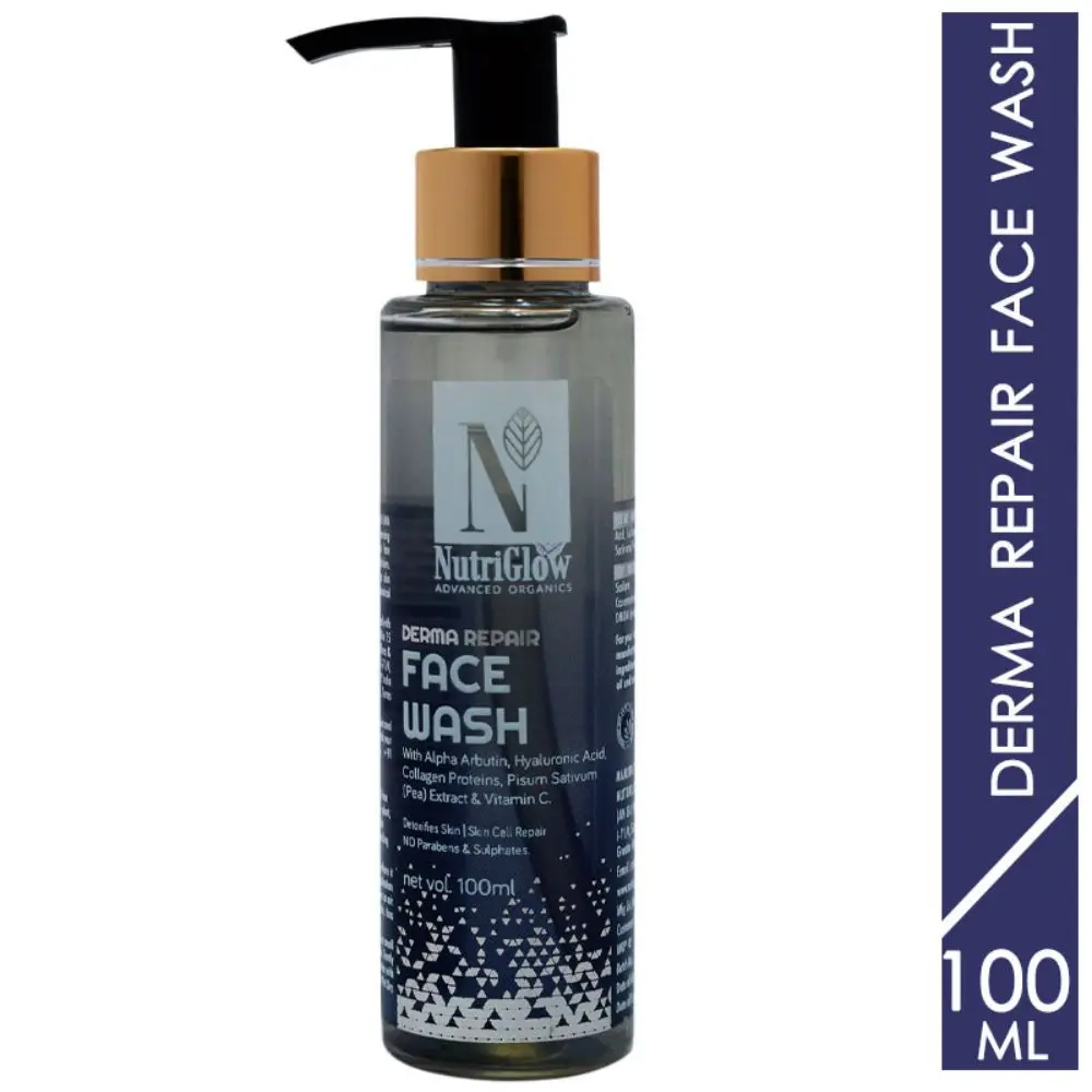 NutriGlow Advanced Organics Derma Repair Face Wash With Alpha Arbutin & Hyaluronic Acid, 100 ml