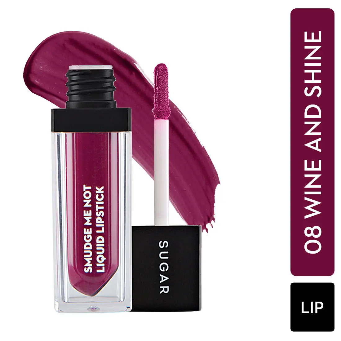 SUGAR Cosmetics - Smudge Me Not - Liquid Lipstick - 08 Wine And Shine (Sangria)|Ultra Matte Liquid Lipstick, Transferproof and Waterproof, Lasts Up to 12 - 4.5 ml