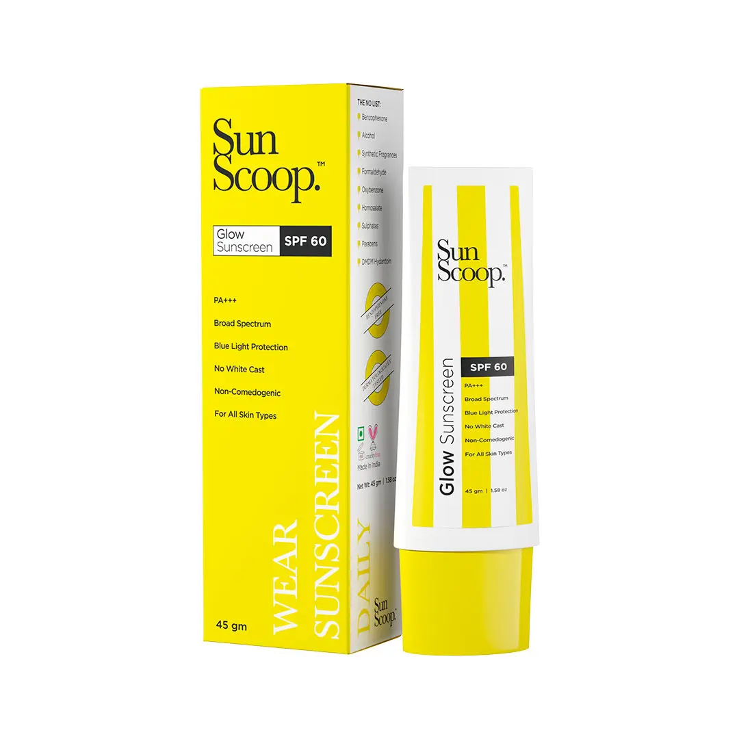 SunScoop Glow Sunscreen Cream SPF 60 PA+++, For Natural glow to the skin , Non Oily Sunscreen  ,All skin Type  45gm