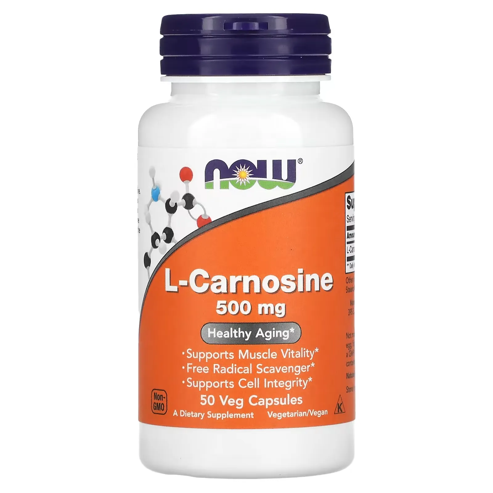 L-Carnosine, 500 mg, 50 Veg Capsules