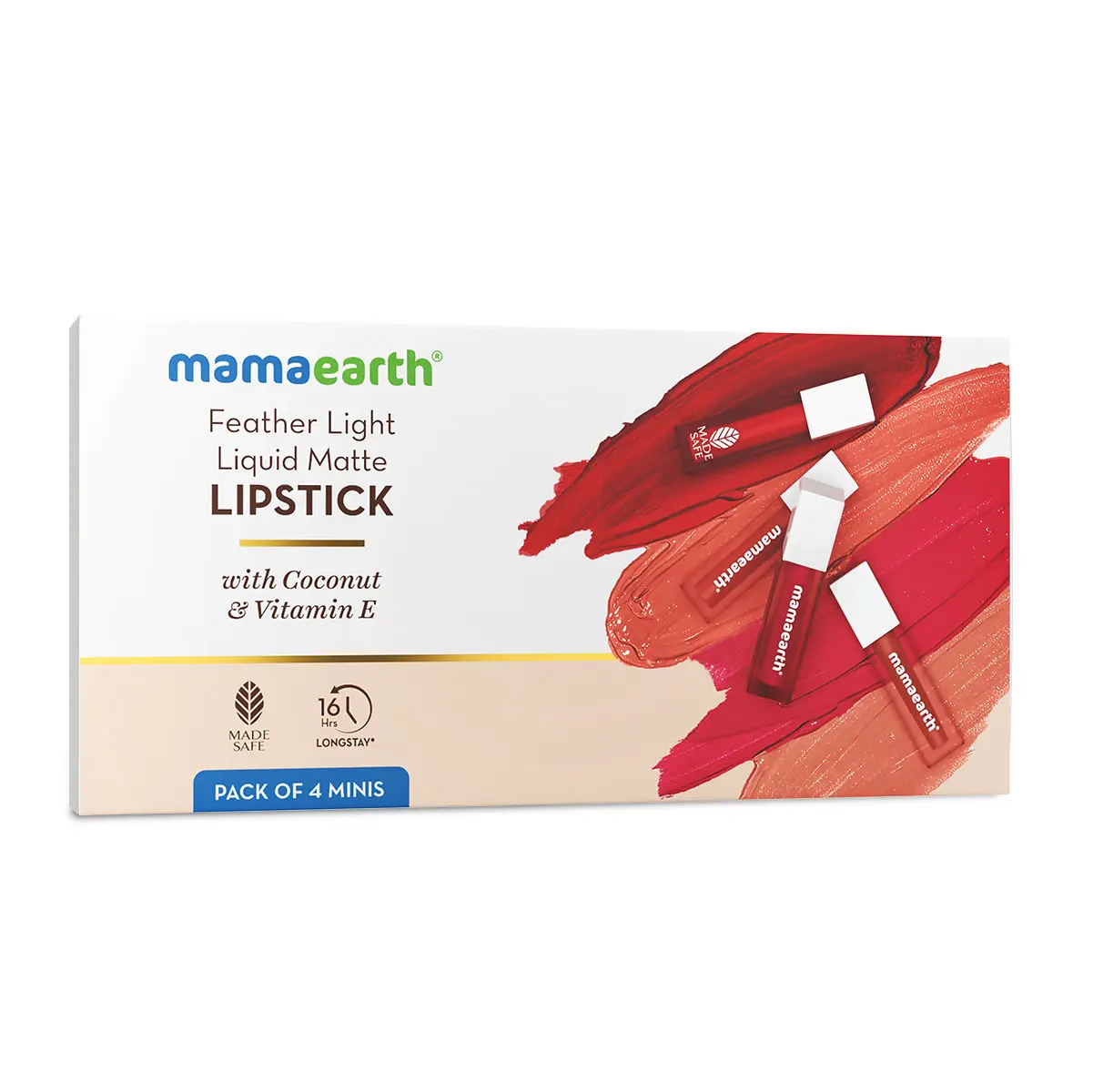 Mamaearth Feather Light Liquid Matte Lipstick pack of 4 minis (4 X 1.2 ml)