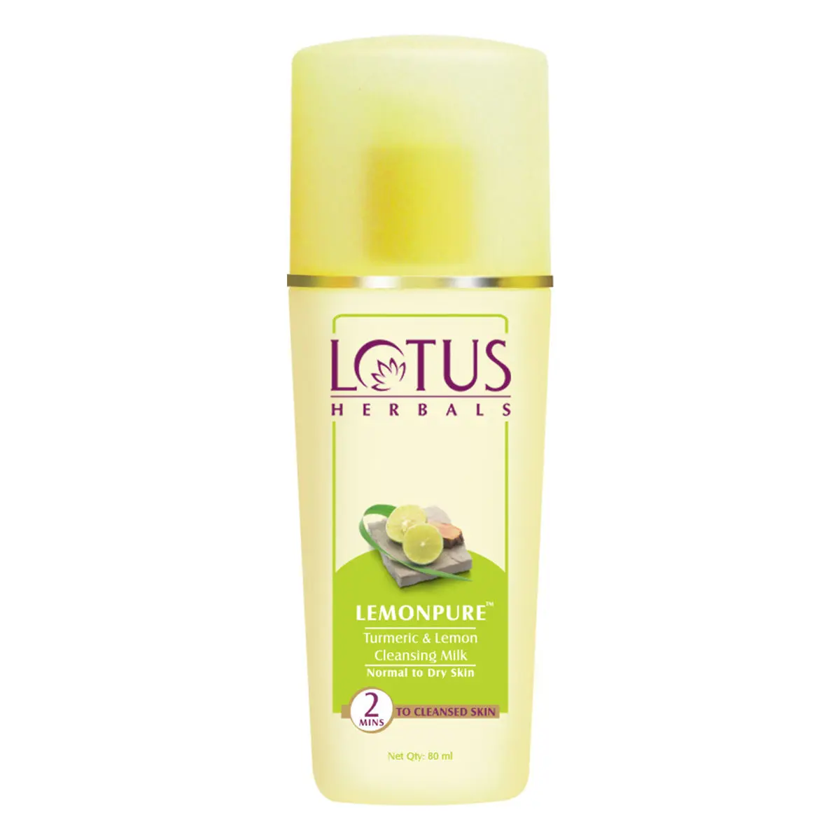 Lotus Herbals Lemonpure Turmeric & Lemon Cleansing Milk | Makeup Remover | For All Skin Types | 80ml