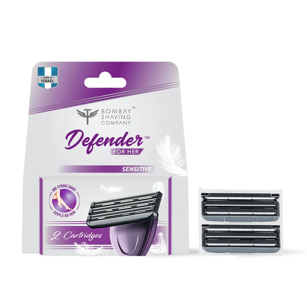 Bombay Shaving Company Defender For Her Sensitive Cartridges (Pack of 2) | For one-stroke, irritation-free shave.