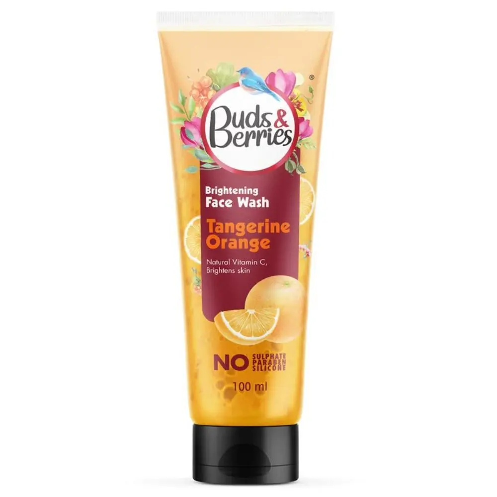 Buds & Berries Brightening Tangerine Orange Face Wash With Natural Vitamin C for Glowing Skin | pH Balanced Gentle Facewash | No Sulphate, No Paraben (100 ml)