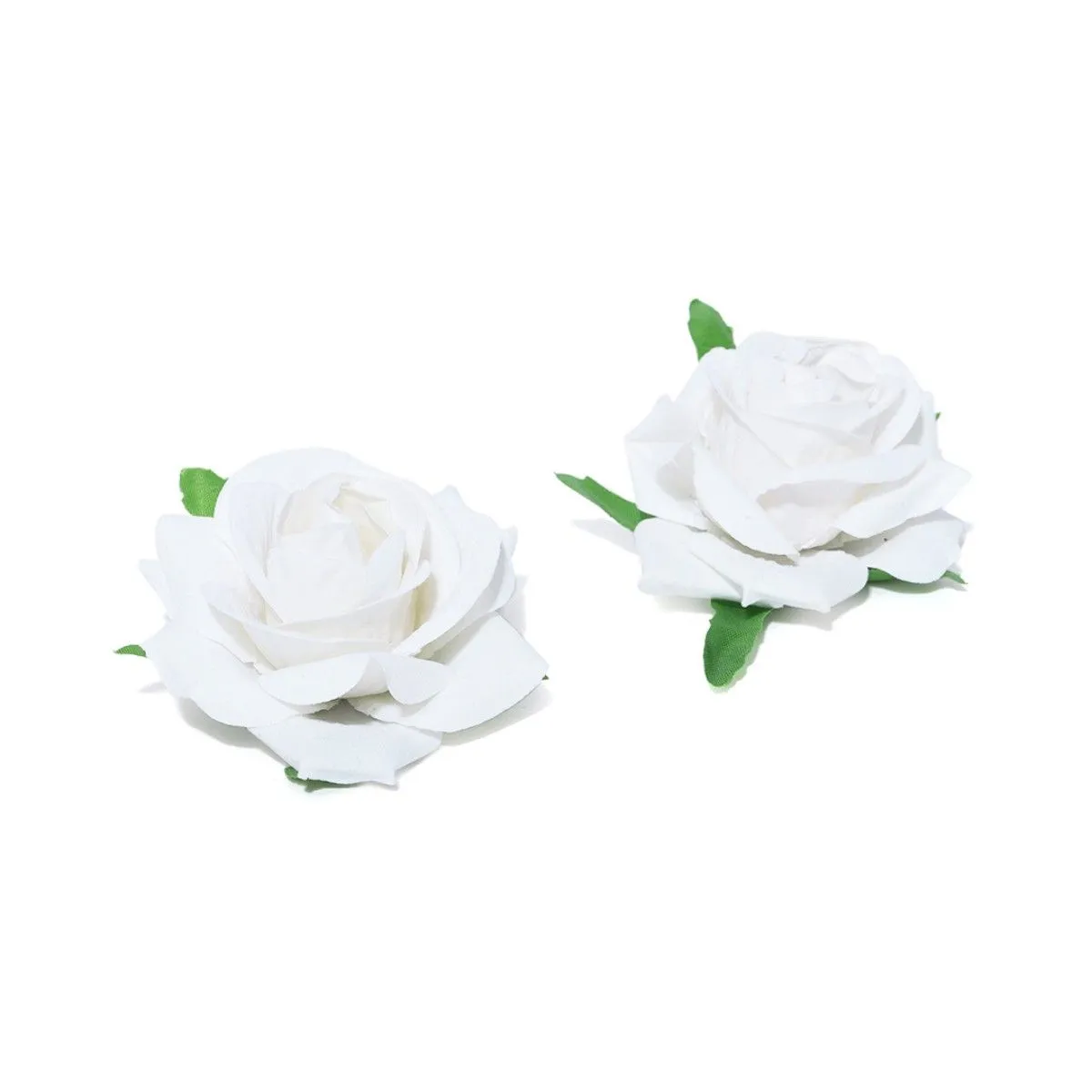 Priyaasi Set Of 2 Fabric Rose Flower White Colour Hair Clip