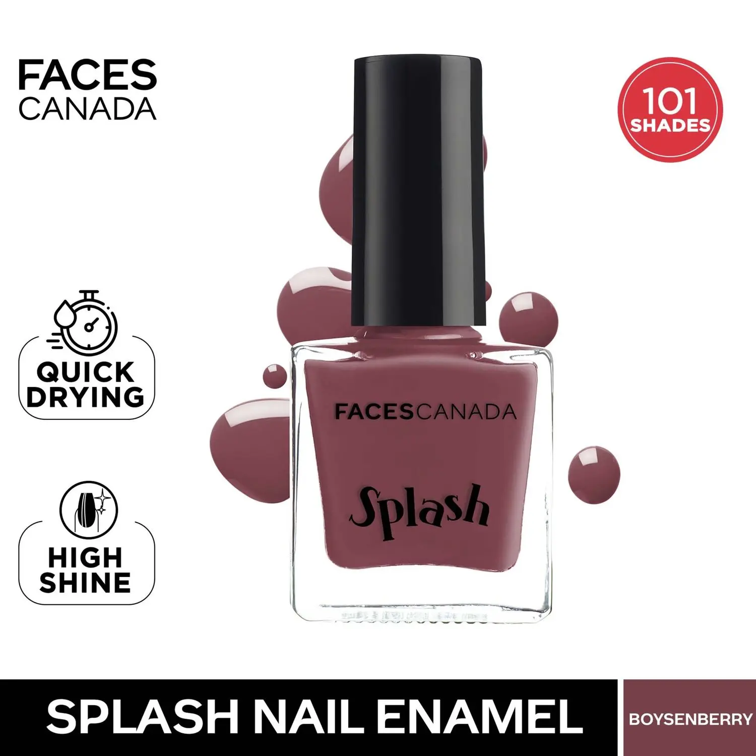 Faces Canada Ultime pro Splash | Fast Dry | High Shine | Long Lasting | No Chip Formula | No Harmful Chemicals | Shade - Boysenberry 8ml