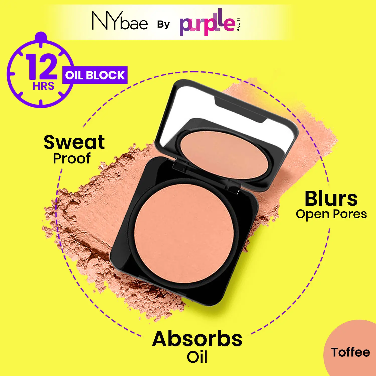 NY Bae Runway Radiance Compact Powder - Toffee 06 (9 g) | Dusky Skin | All Skin Types | Natural Matte Finish | High Colour Payoff | Blurs Imperfections | Smooth & Even Application | Long lasting | Perfect for Daily Wear