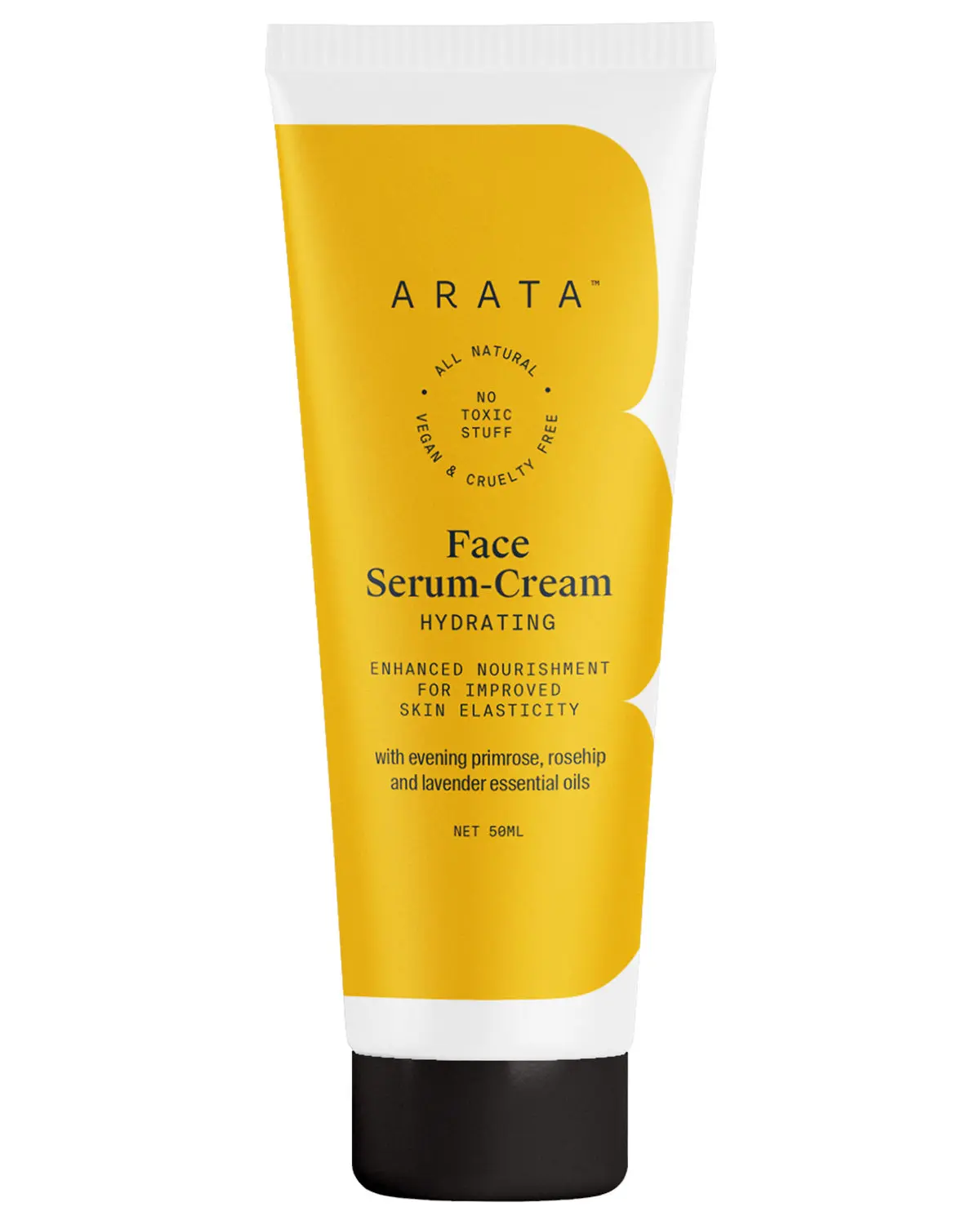 Arata Natural Hydrating Face Serum-Cream With Evening Primrose, Rosehip & Lavender Oil For Men & Women | All-Natural, Vegan & Cruelty-Free | Enhanced Nourishment For Improved Skin Elasticity (50 ml)