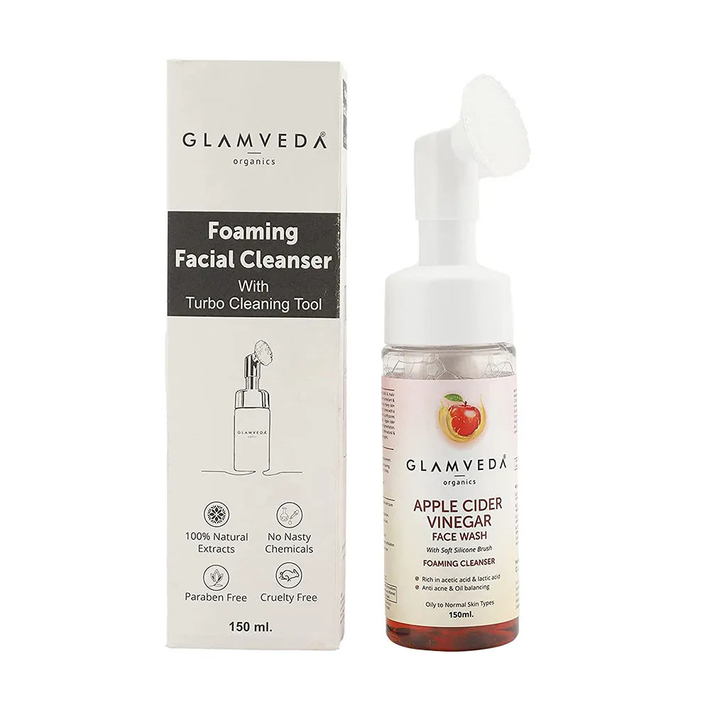 Glamveda Apple Cider Vinegar Face Wash with Soft Silicone Brush