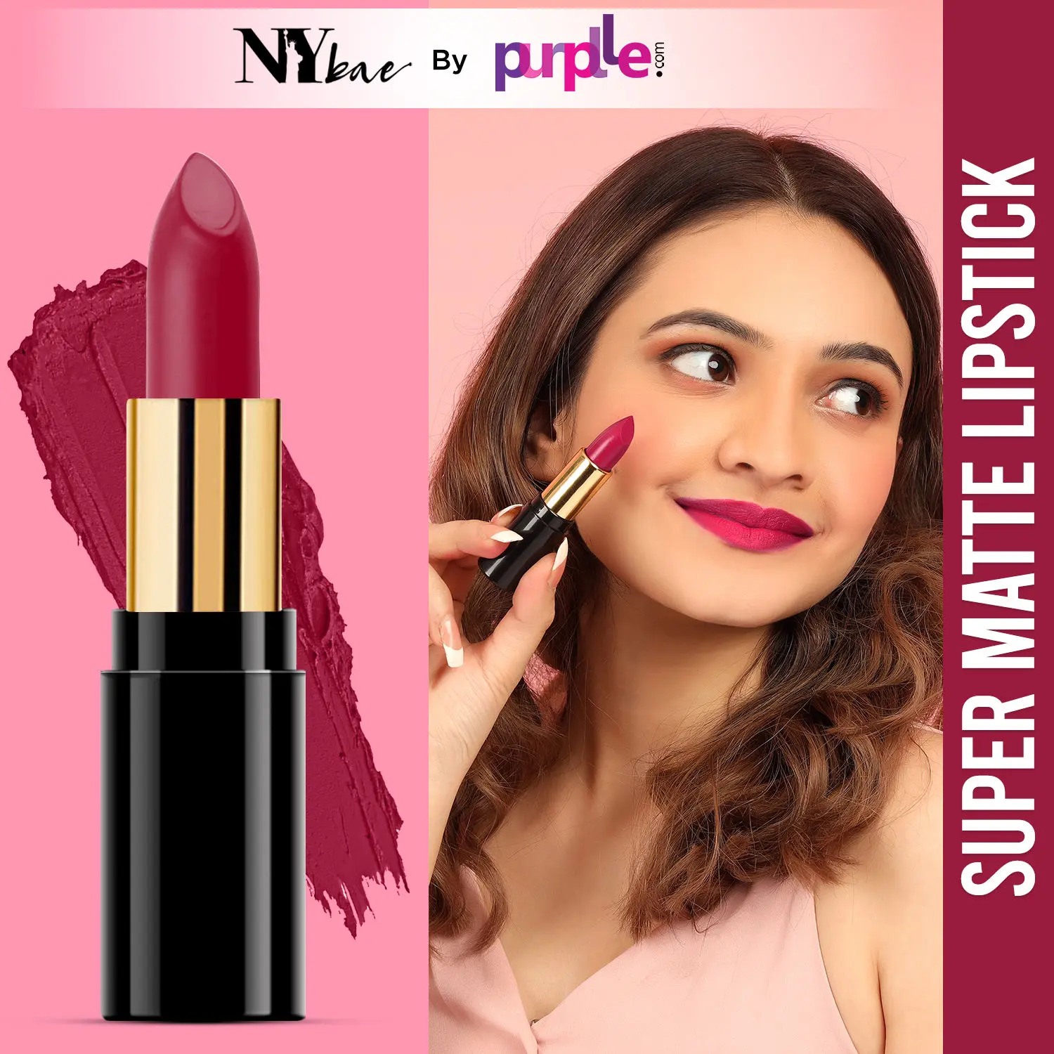 NY Bae Super Matte Lipstick - Dynamic Danielle 10 (4.2 g) | Pink | Loaded With Vitamin E | Rich Colour | Long lasting | Smudgeproof | Vegan