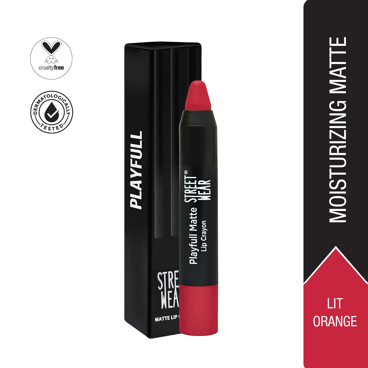 Street Wear Playfull Matte Lip Crayon - Lit Orange