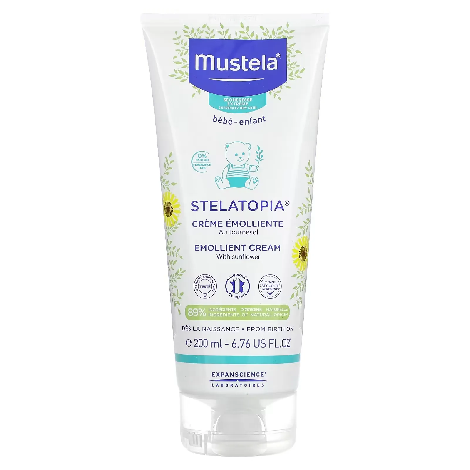 Stelatopia, Emollient Cream with Sunflower, Fragrance Free, 6.76 fl oz (200 ml)