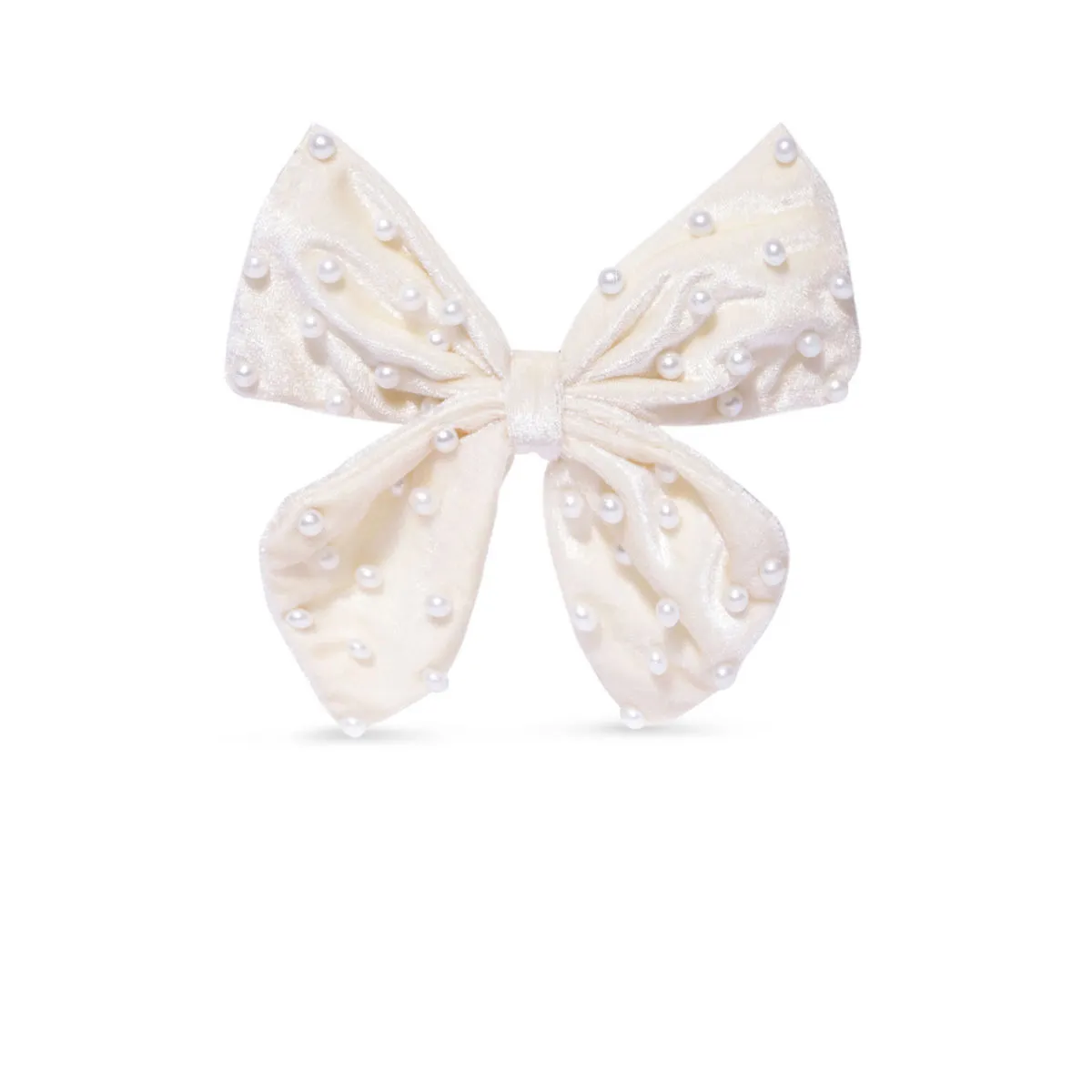 Blueberry Cream Velvet De La Bow Knot Pearl Embellished Hairclip