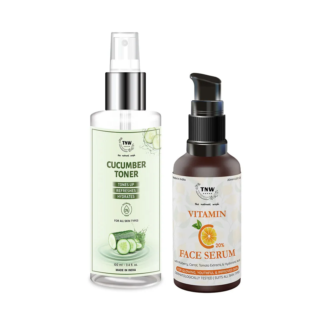 TNW The Natural Wash Cucumber Toner & Vitamin C Face Serum For Cleansing And Refreshing