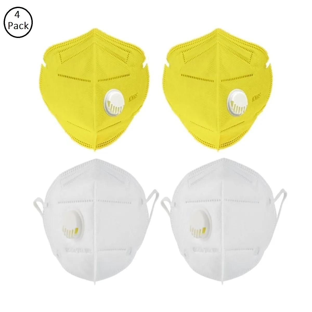 Fabula Pack Of 4 Anti-Pollution Reusable 5 Layer Mask - White Yellow