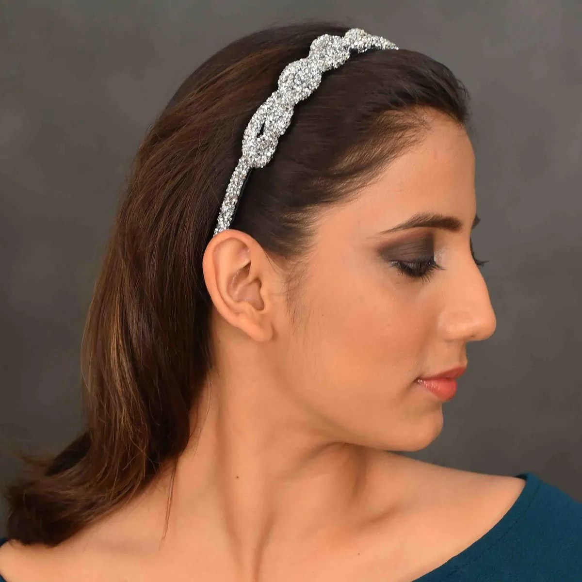 YoungWildFree Silver Glitter Knot Hair Band- Cute Fancy Bling Design For Women And Girls