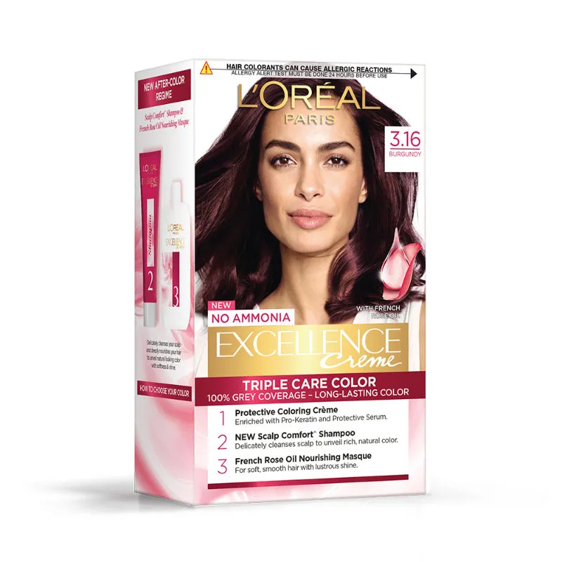 L'Oreal Paris Excellence Creme Triple Care Hair Color - 3.16 Burgundy