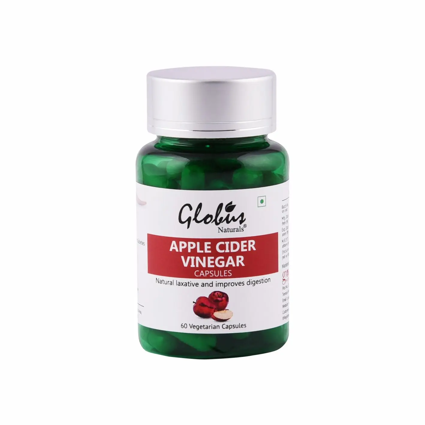 Globus Naturals Apple Cider Vinegar Capsules for Weight Loss,Natural Laxative and Improves Digestion 60 Vegetarian Capsules