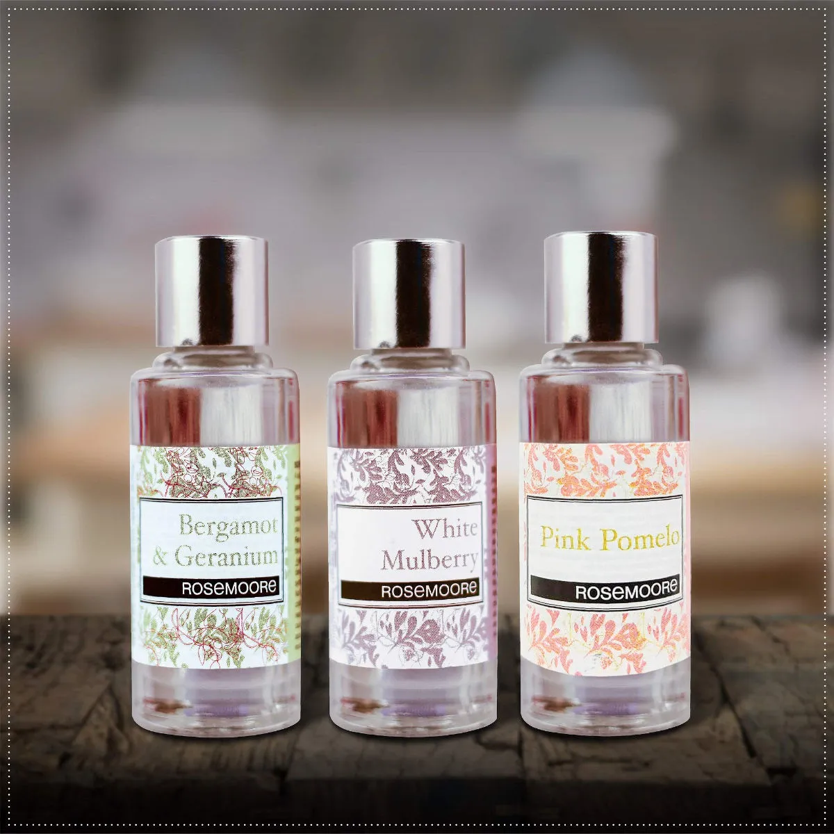 Rosemoore Aroma Diffuser Oil Pack Of 3 Bergamot & Geranium White Mulberry Pink Pomello