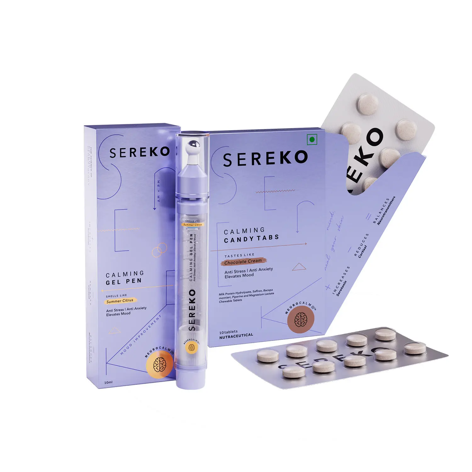 SEREKO Signature Calming Duo Sereko Calming Gel Pen + Sereko Candy Tabs 100 Gms