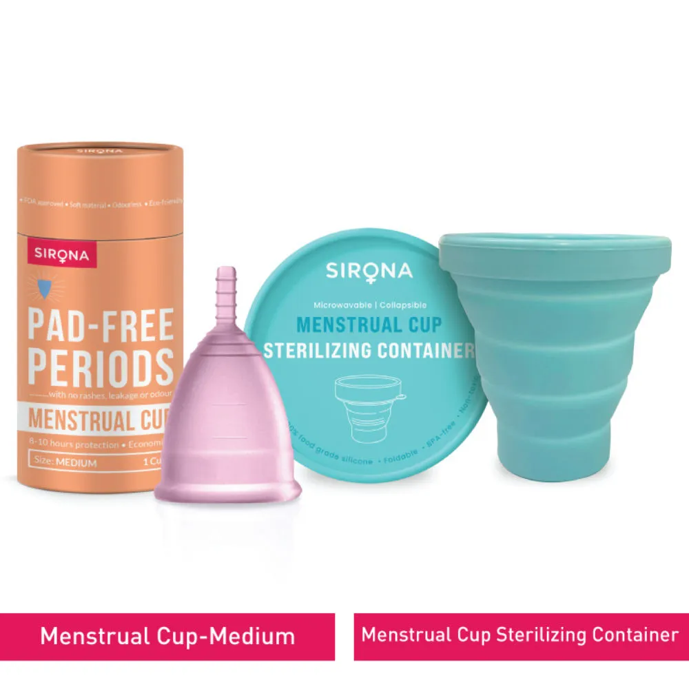 Sirona Fda Approved Reusable Menstrual Cup (Medium) With Menstrual Cup Sterilizer