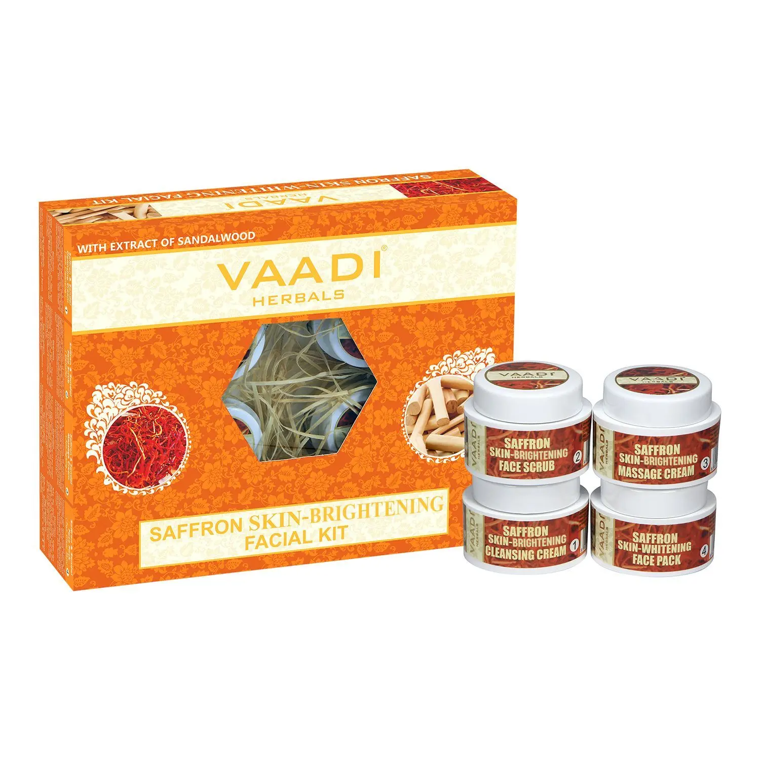 Vaadi Herbals Saffron Skin-Whitening Facial Kit With Sandalwood Extract (70 ml)